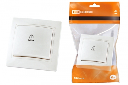 TDM ELECTRIC SQ1814-0009 Кнопка звонковая 6А белая "Таймыр" TDM